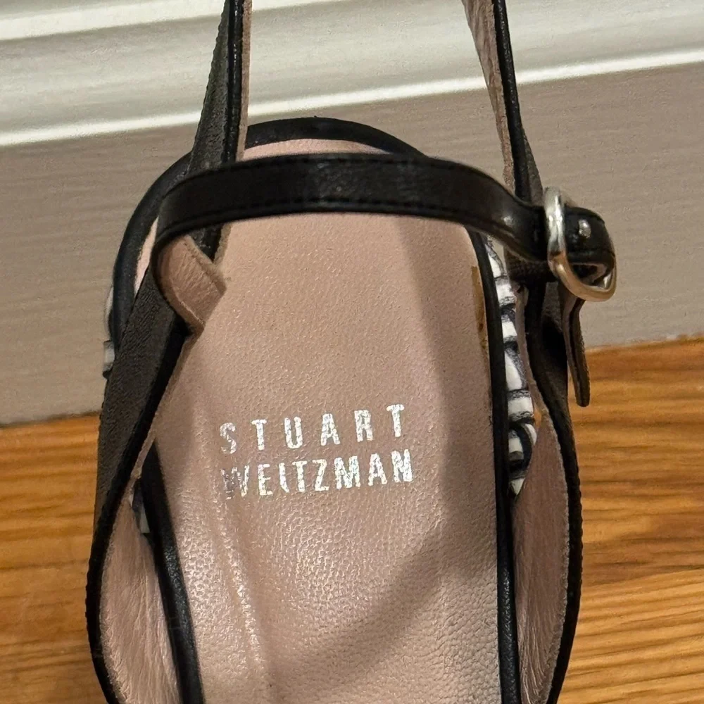 STUART WEITZMAN Black Holiday Pipe Open Toe Platform Wedge Size 7.5 7 1/2‎ Shoes